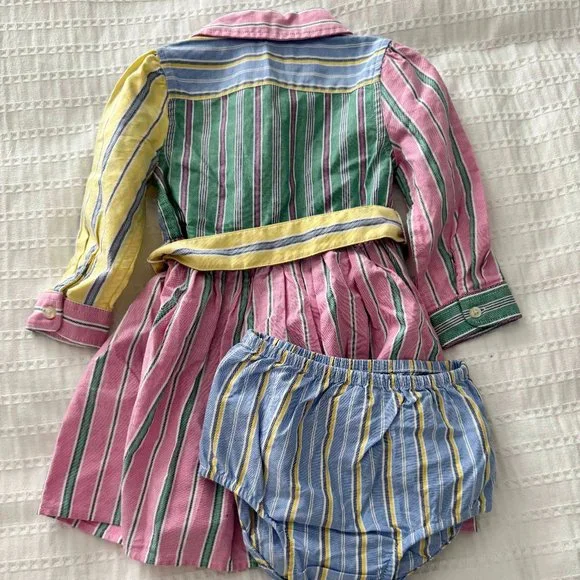 [NWOT] Polo Ralph Lauren Belted Cotton Oxford Fun Shirtdress - Size 12 Months - Picture 7 of 9